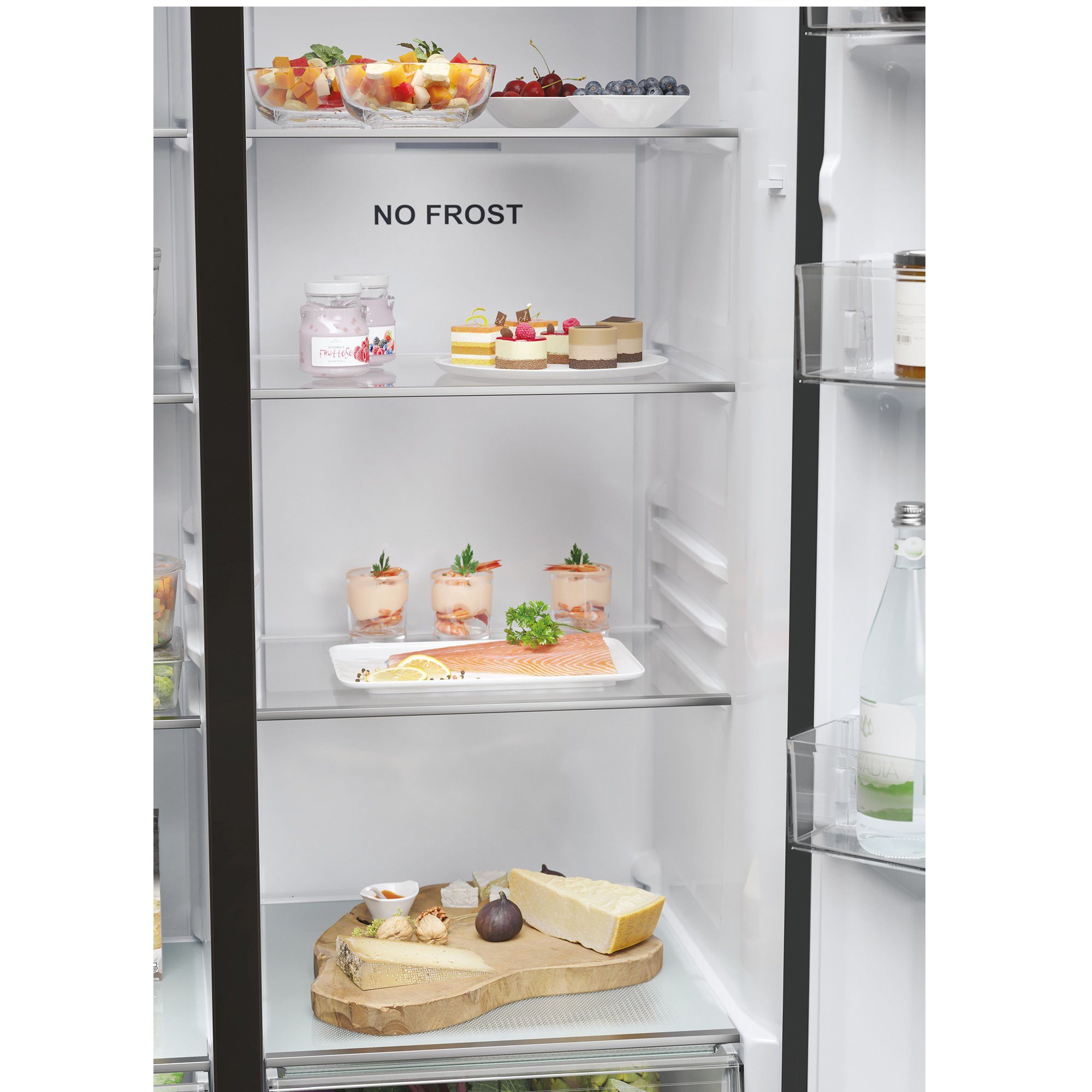 Haier Kühlschrank Schwarz Matt XL Slim HSR5918DIPB, 177,5 cm hoch, 90,8 cm breit, Eiswürfeldispenser, Multi Airflow, Top LED Beleuchtung, Total NoFrost