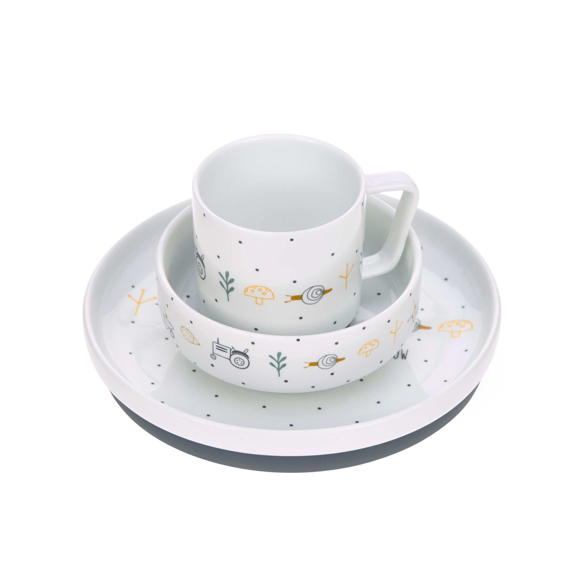 Kindergeschirr Set Porzellan - Dish Set, Garden Explorer Traktor