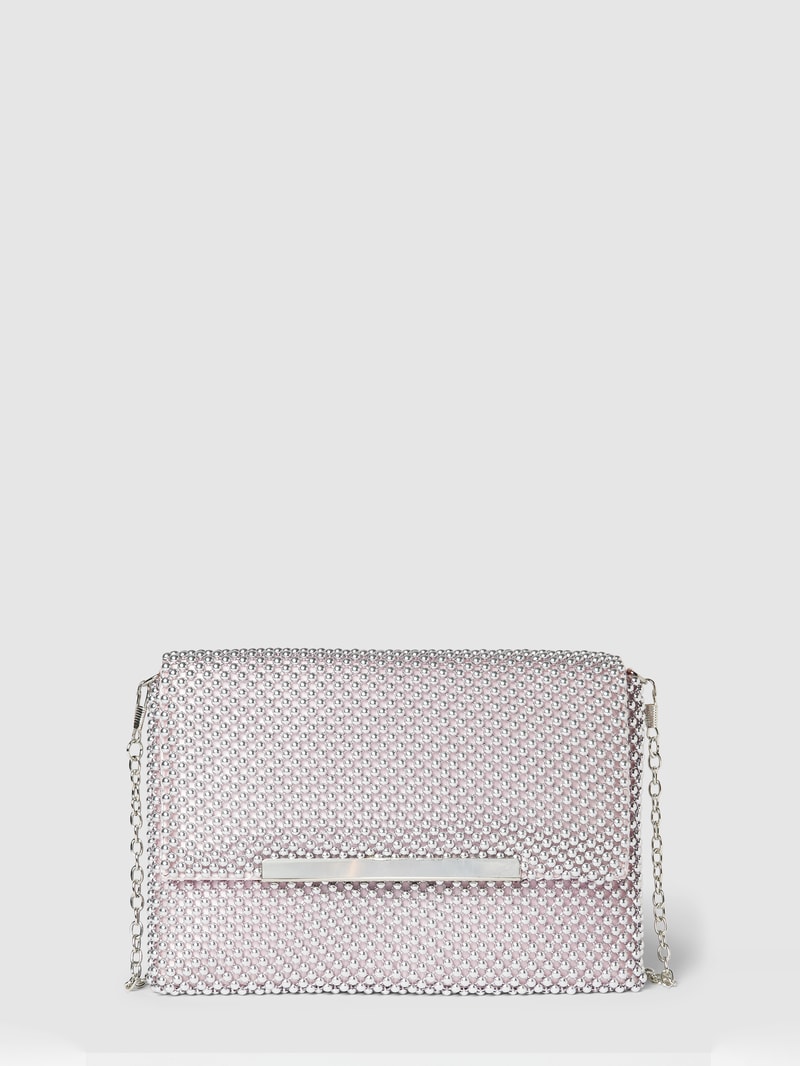 Handtasche mit Ziersteinbesatz in metallic rosa