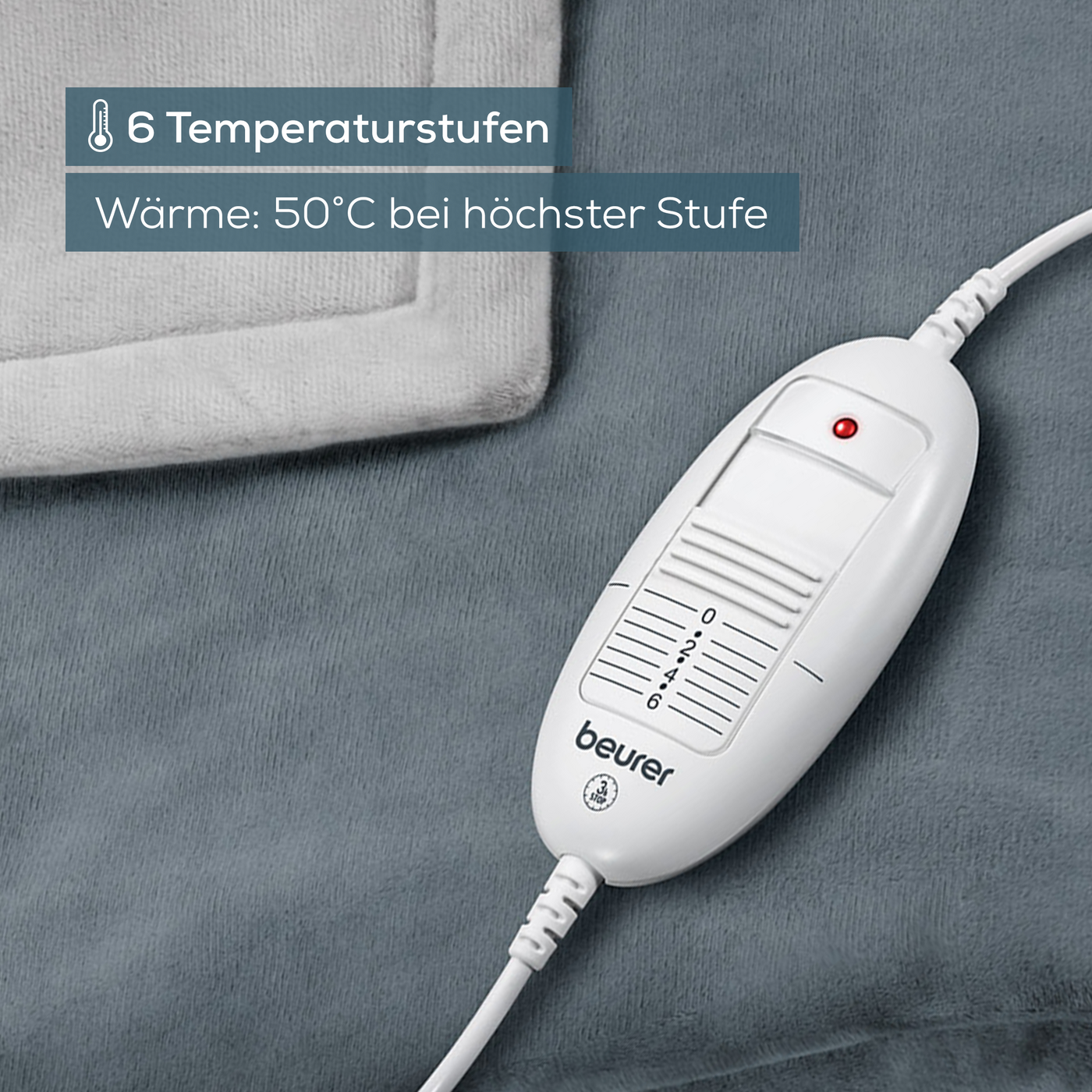 Beurer Wärmezudecke HD 75 Cosy Dark Grey-Atmungsaktive Heizdecke in trendigem Grau mit anschmiegsamer Flauschfaser
