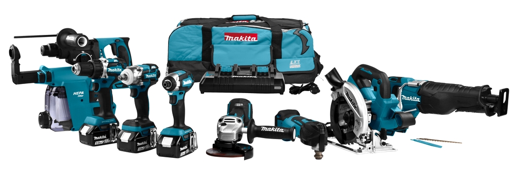 Makita DLX8026TW1 Kombinationsset 18V 3 x 5,0Ah - 8 maskiner i sportväska