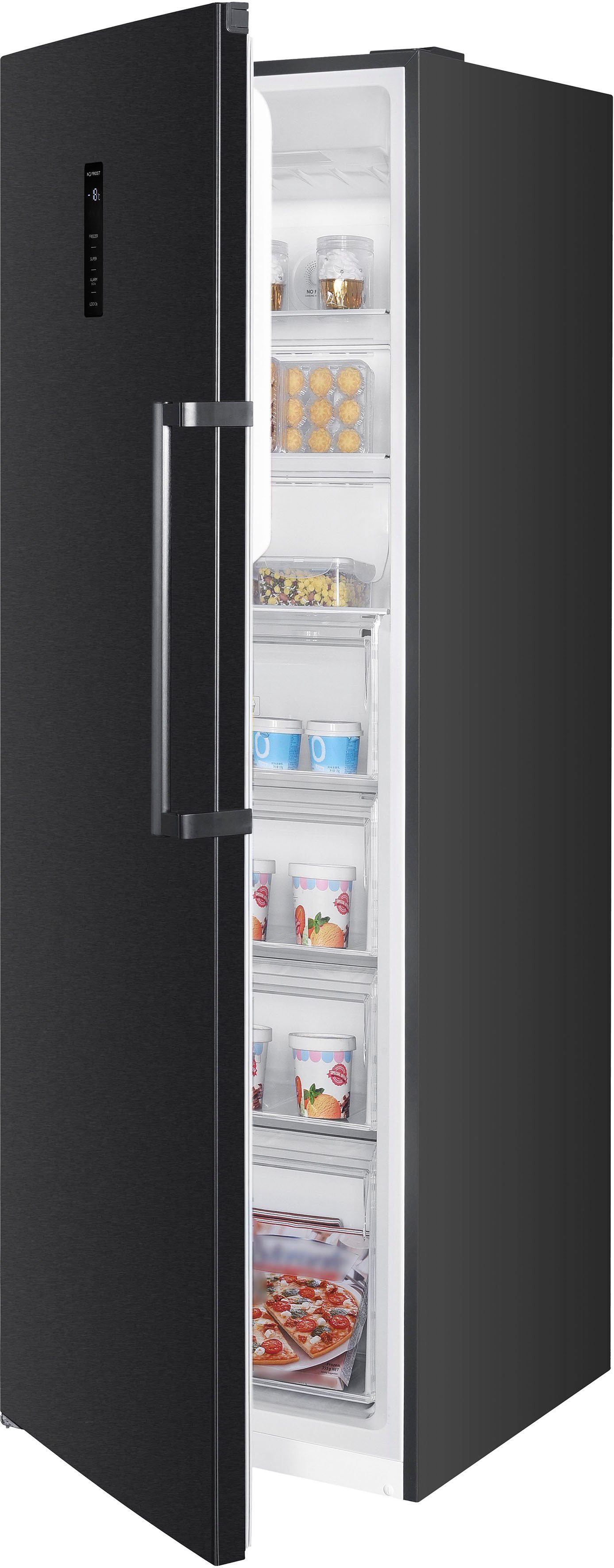 Hanseatic Gefrierschrank HGS18560ENFDBI, 185 cm hoch, 59,5 cm breit, NoFrost, Schnellgefrierfunktion, Display, Türalarm