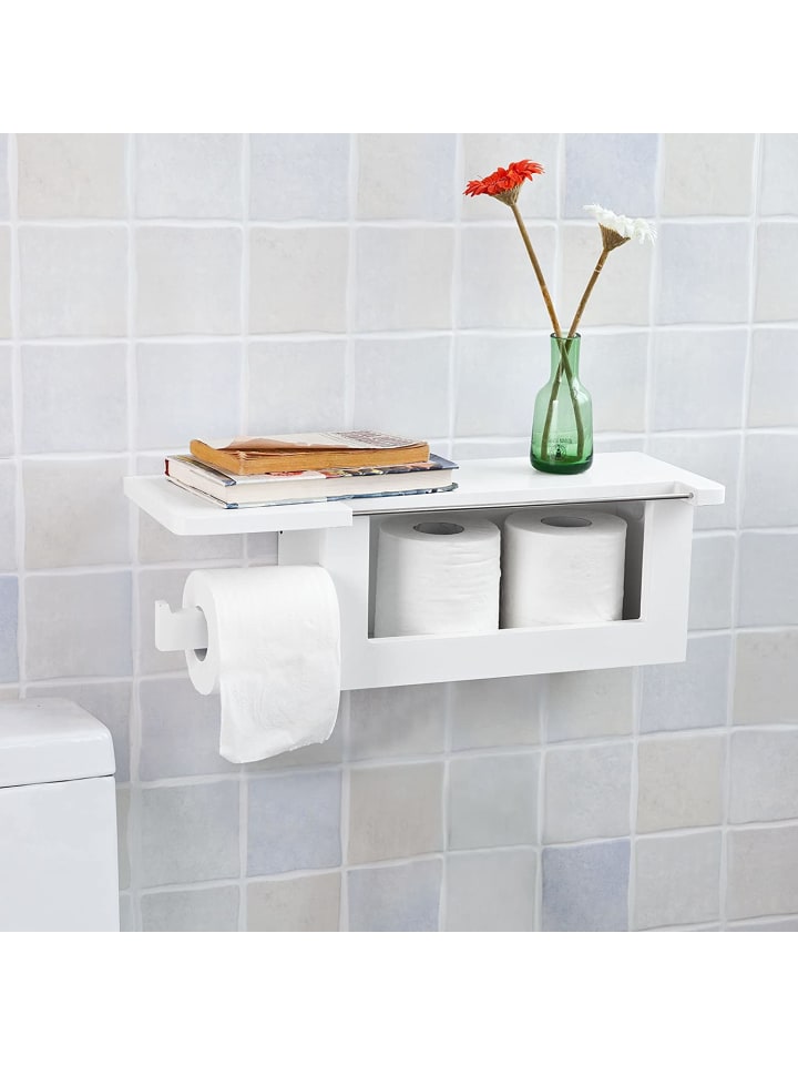 SoBuy Toilettenpapierhalter in Weiß - (B)50 x (H)17 x (T)18cm günstig kaufen onesize
