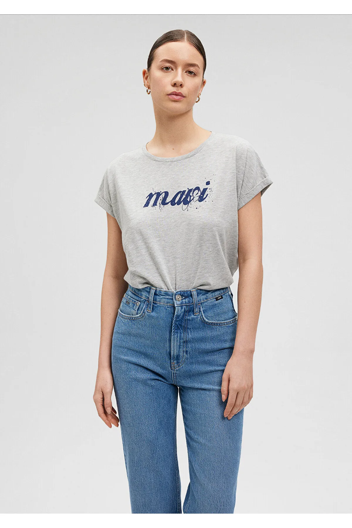 Mavi  Graues T-Shirt mit Logo-Print, Slim Fit / Slim Fit 166422-25702