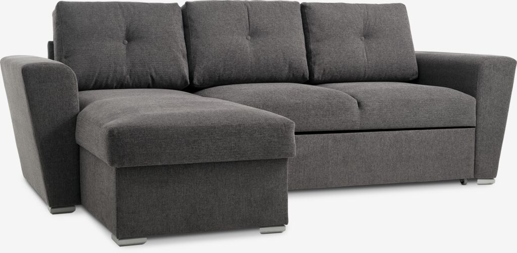 VEJLBY Sofa rozkładana z szezlongiem VEJLBY ciemnoszara tkanina