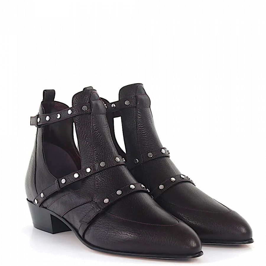 Jimmy Choo - Stiefeletten Kalbsleder Nieten bordeaux - rot