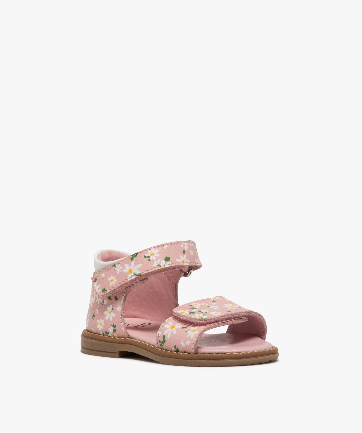 Sandales bébé fille à talon fermé et brides en cuir impr... rose | GEMO