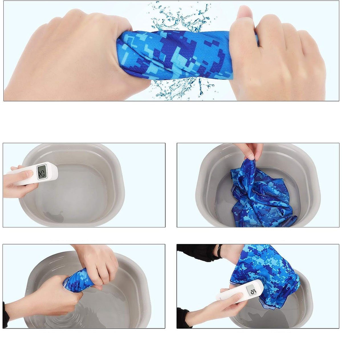 Rwoythk Sporthandtuch Kühltuch 4er Set, kühlendes Handtuch für Wandern, Laufen
