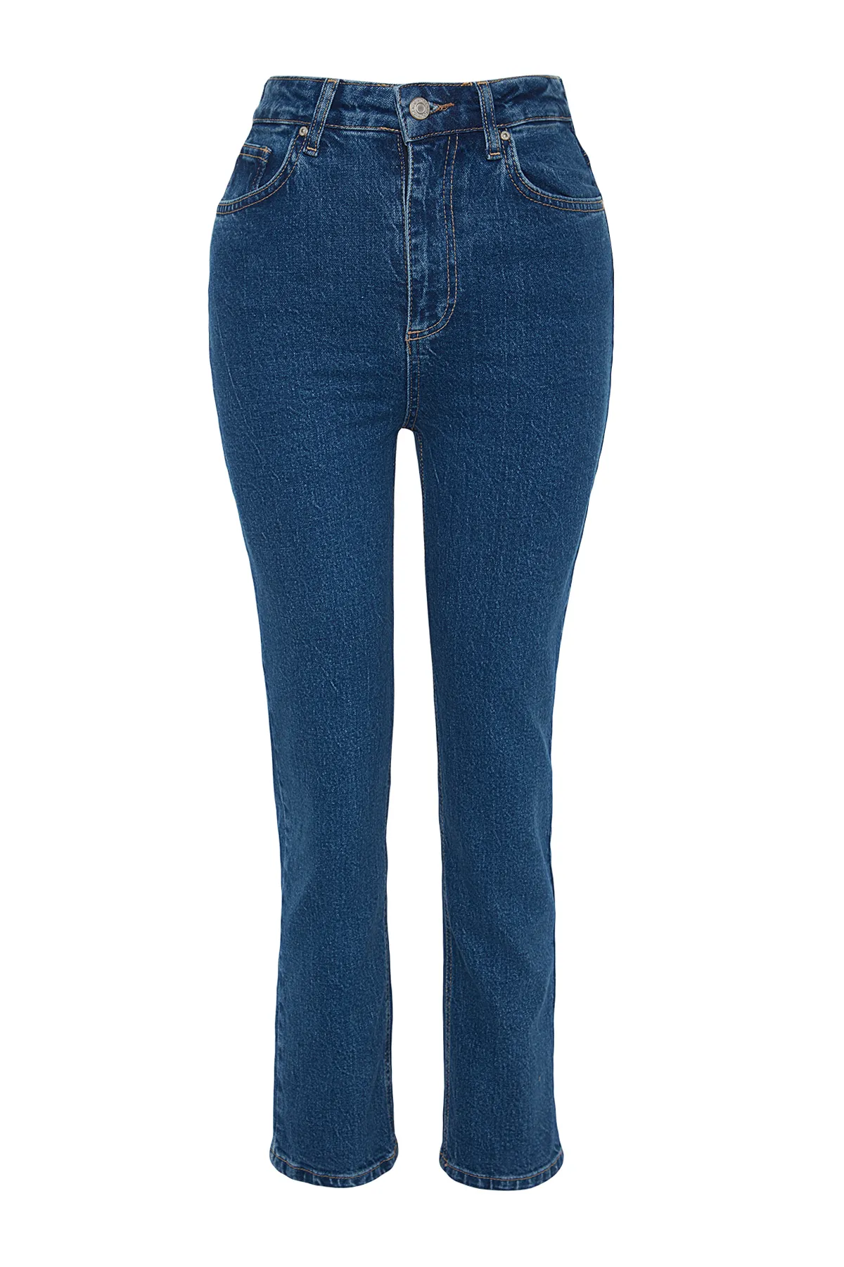 Trendyol Collection  Dunkelblaue High Waist Comfort Straight Jeans TWOAW24JE00097