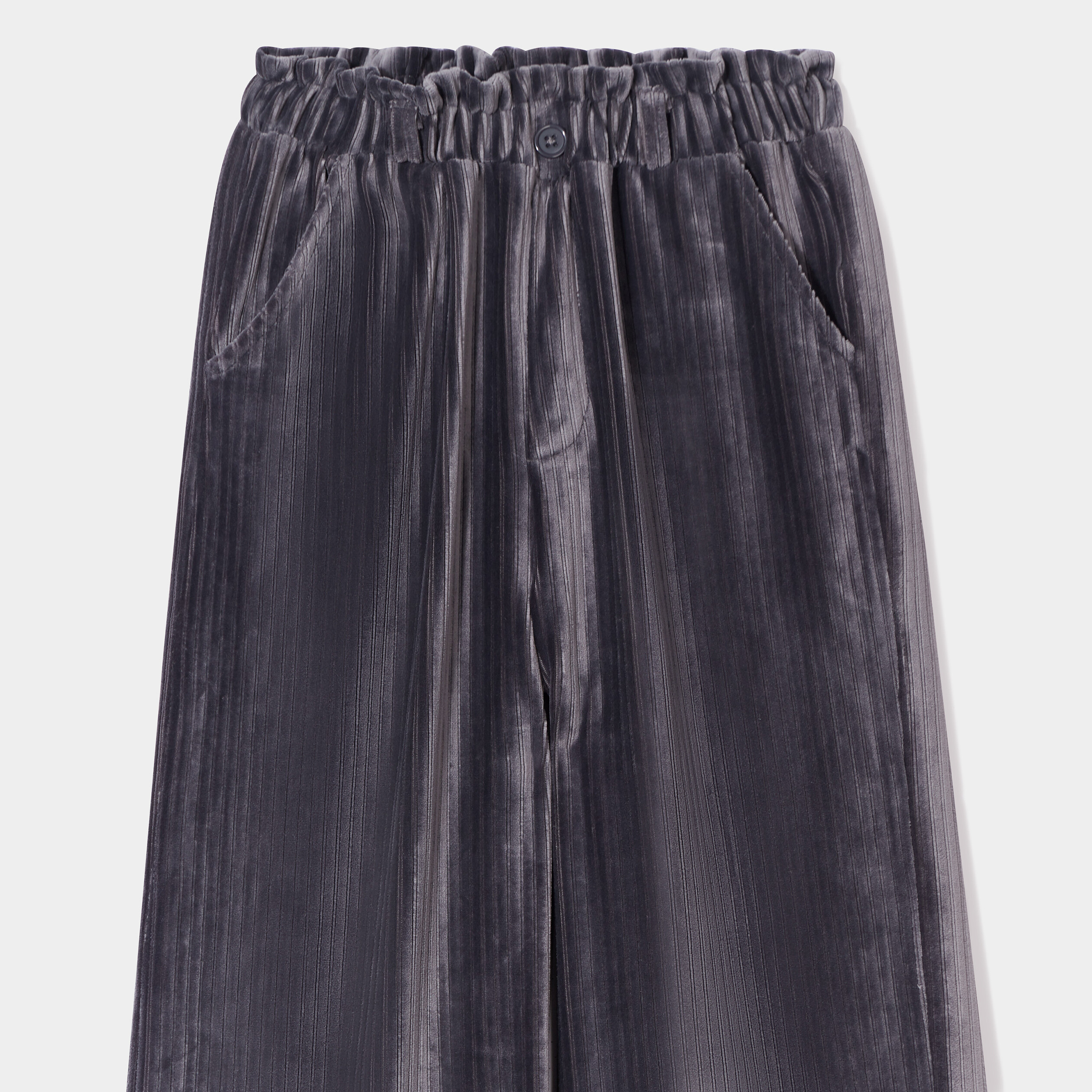 Pantalon large velours satin gris foncé fille | La Halle