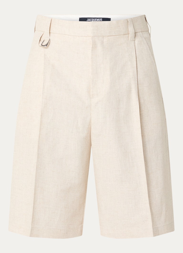 Pantaloni Jacquemus cu croi larg și crop, din amestec de in cu dungi în relief.