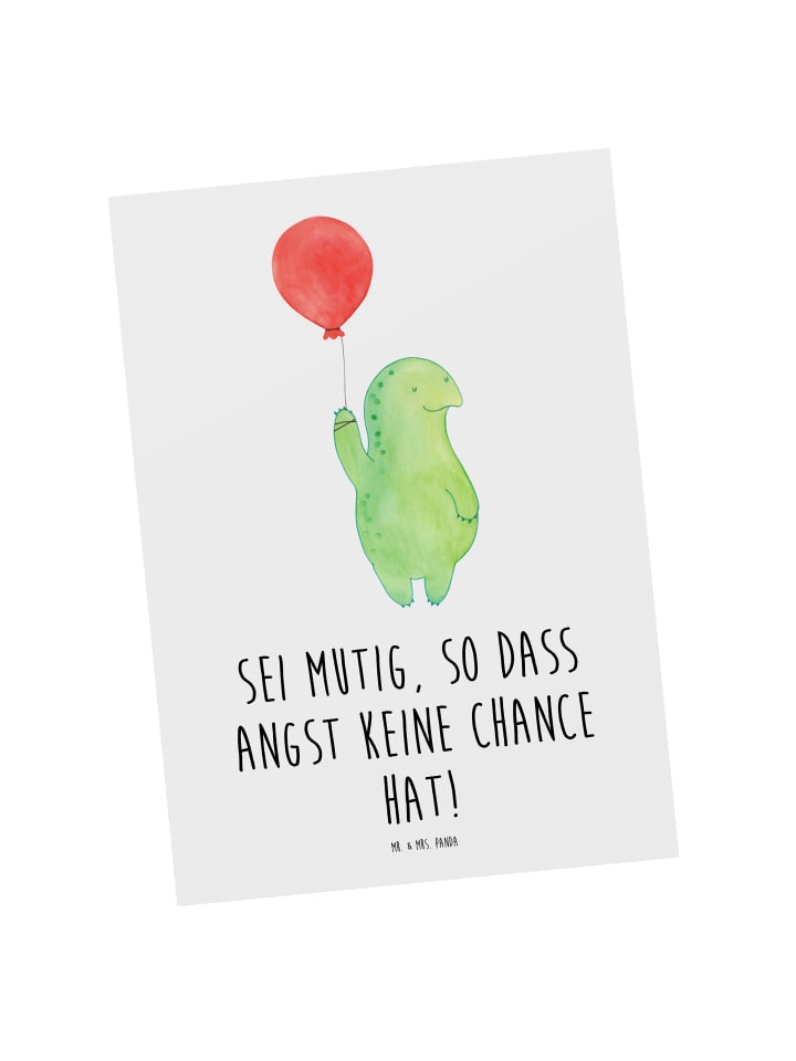 Mr. & Mrs. Panda Postkarte Angst überwinden mit Spruch in Weiß günstig kaufen onesize