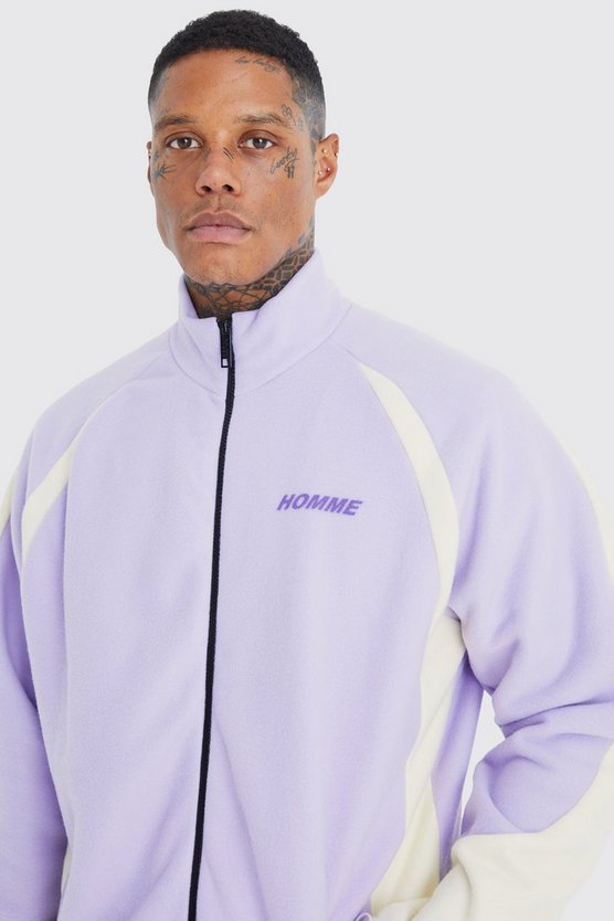 Oversize Colorblock Trainingsoberteil aus Polar Fleece