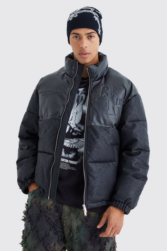 Bm PU-Steppjacke mit Trichterkragen