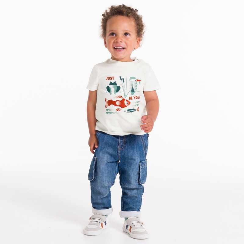 T-shirt animaux de la rivière blanc bébé garçon