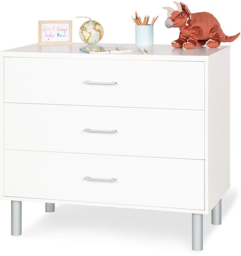 Pinolino® Babyzimmer-Komplettset Jarle breit groß, (Set, 3-St., Gitterbett, Wickelkommode, Kleiderschrank), zum Juniorzimmer umbaubar