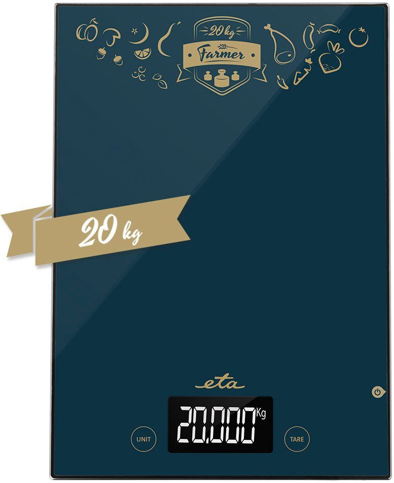 eta Küchenwaage FARMER ETA477790000, (1-tlg), Touch-Display, TARE Funktion-Zuwiegen, bis 20 Kg, Mess-Einheit 1g