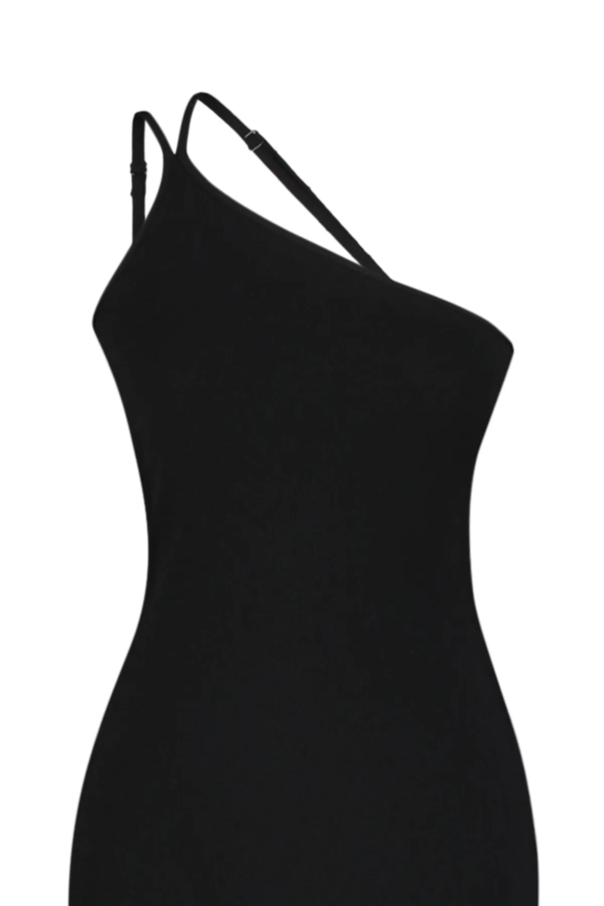 Trendyol Collection  Schwarzes Midi-Strickkleid aus Krepp mit Trägern TWOSS23EL02303
