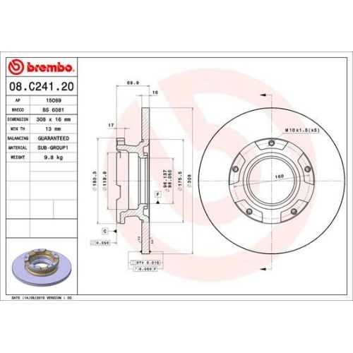 08.C241.20 BREMSSCHEIBE BREMBO HA  VP1 - ATU