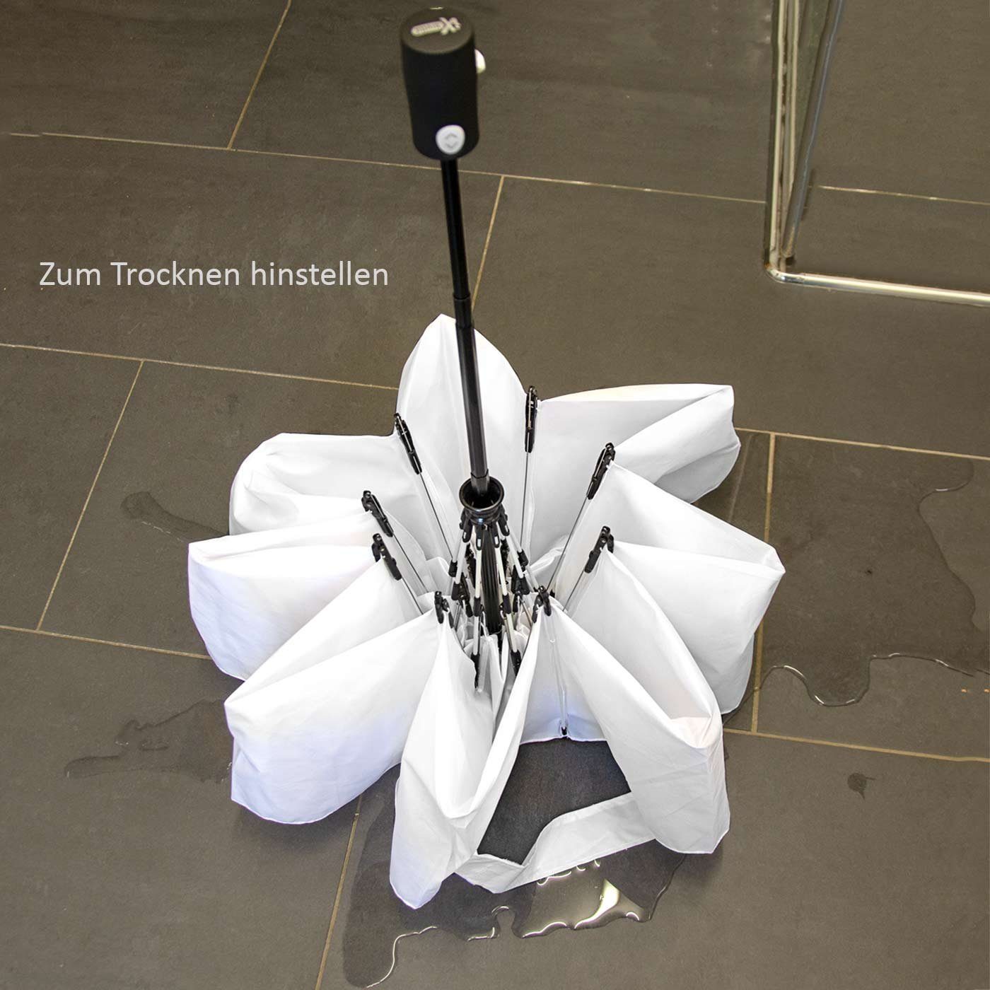 iX-brella Taschenregenschirm Reverse umgekehrt öffnender Fiberglas-Automatiksch, mit bunten stabilen Speichen