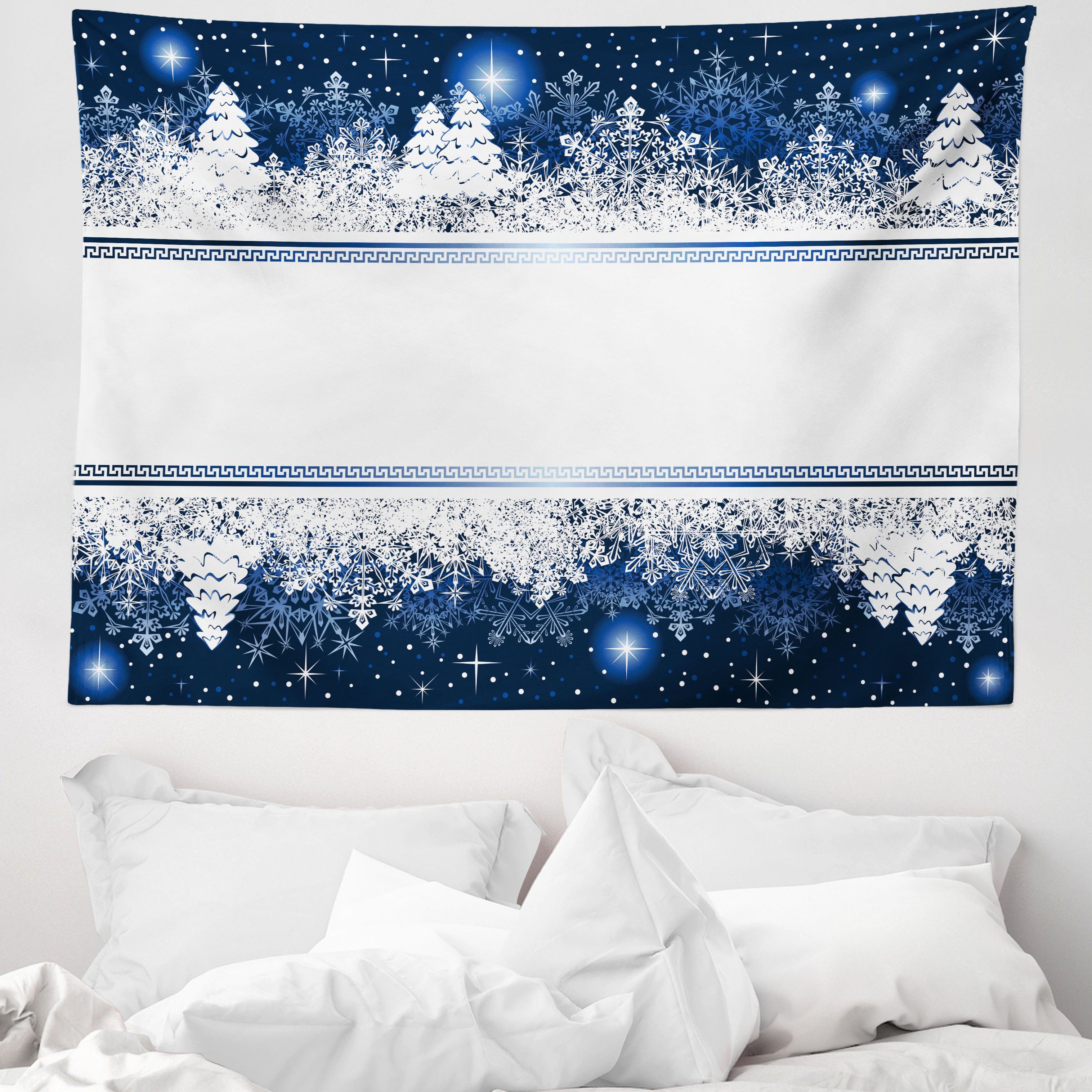 Wandteppich aus Weiches Mikrofaser Stoff Für das Wohn und Schlafzimmer, Abakuhaus, rechteckig, Weihnachten Yule Winter-Border