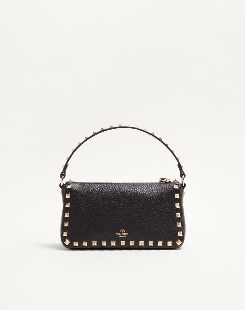 Bolsa de ombro pequena Rockstud em couro de bezerro granulado