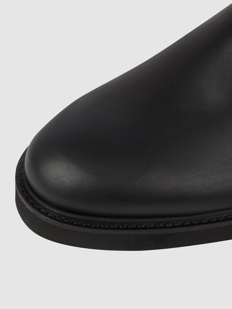 Lederboots mit Gummisohle in schwarz