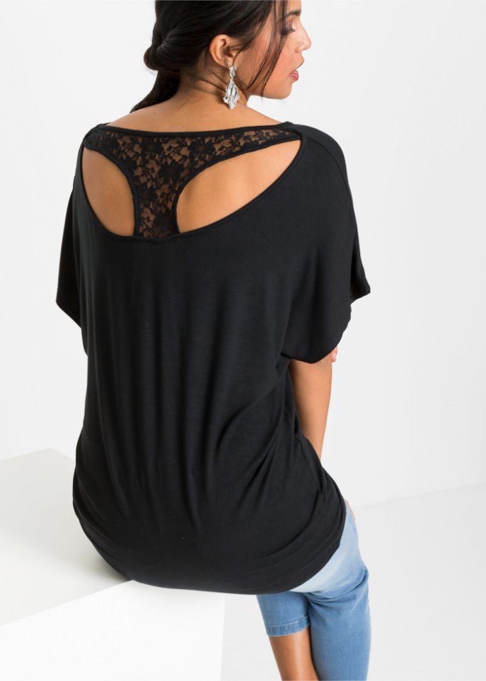 Fledermausshirt mit Spitze