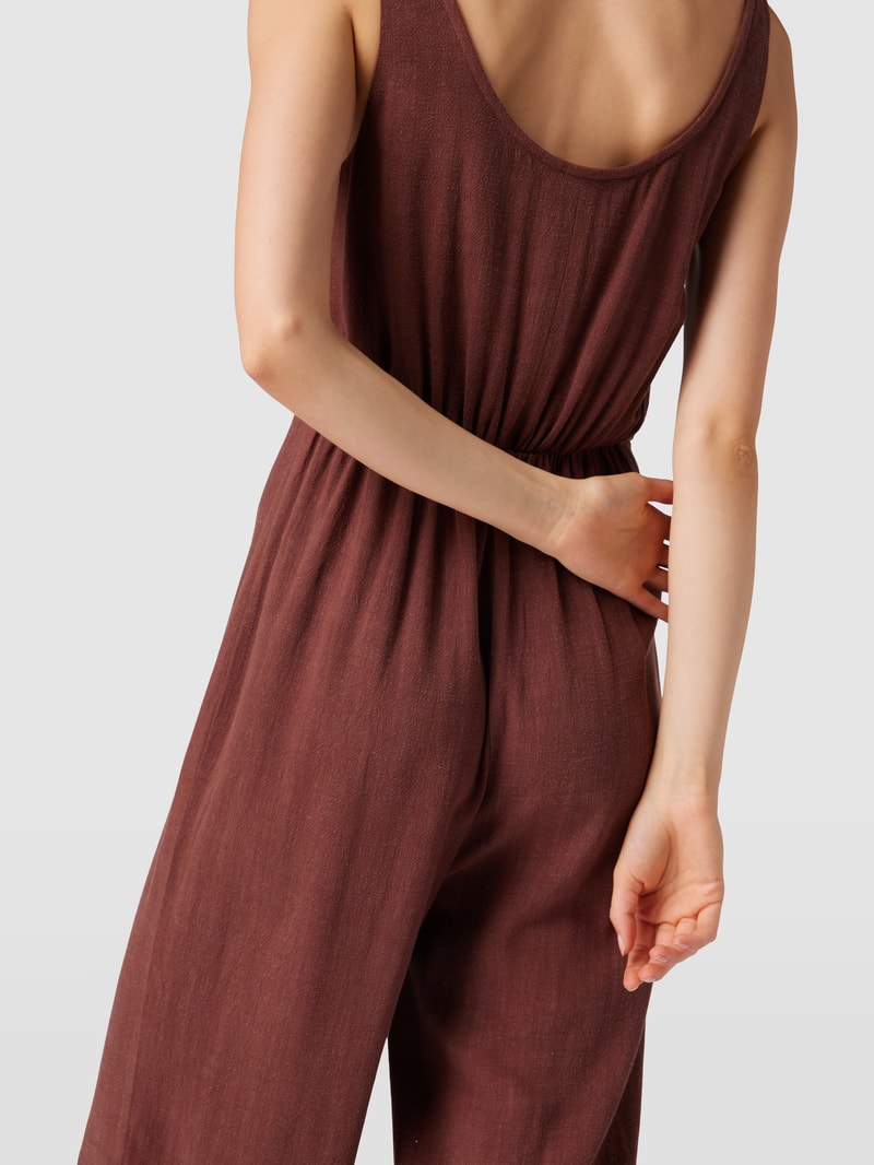Jumpsuit mit angedeuteter Knopfleiste in schokobraun