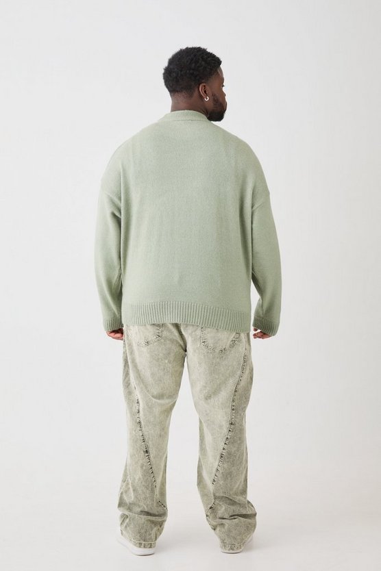 Plus Oversize Strick-Pullover in Sage