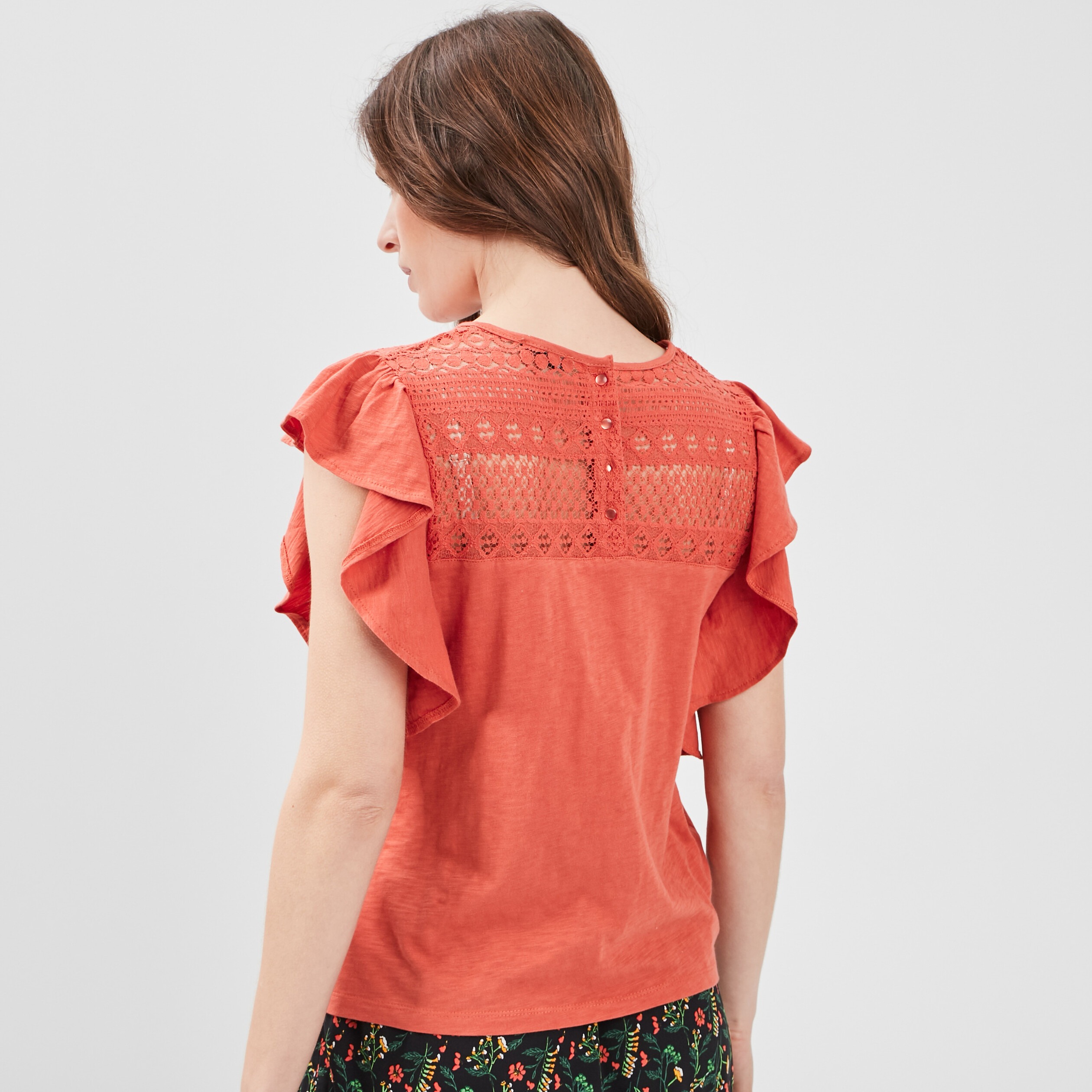 T-shirt manches courtes orange femme | La Halle