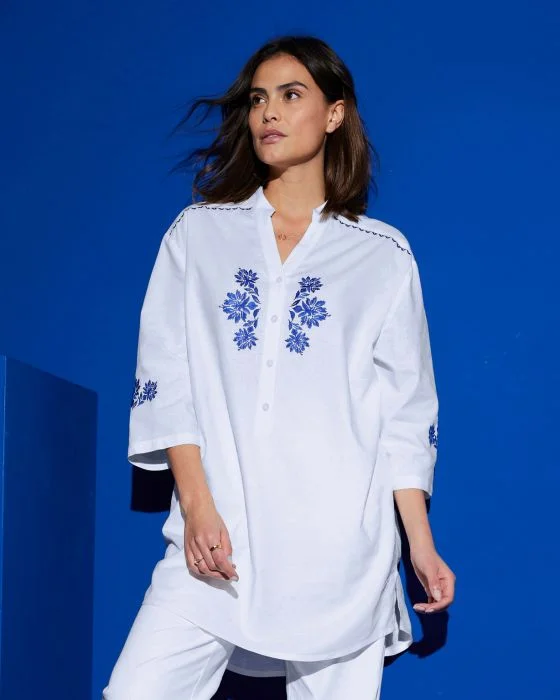 Liquette brodée mélange lin Climatyl