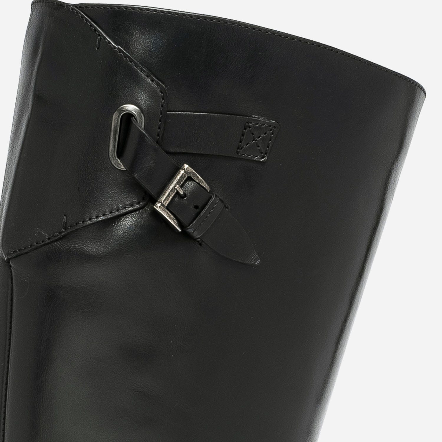Botte noire en cuir pour mollet large