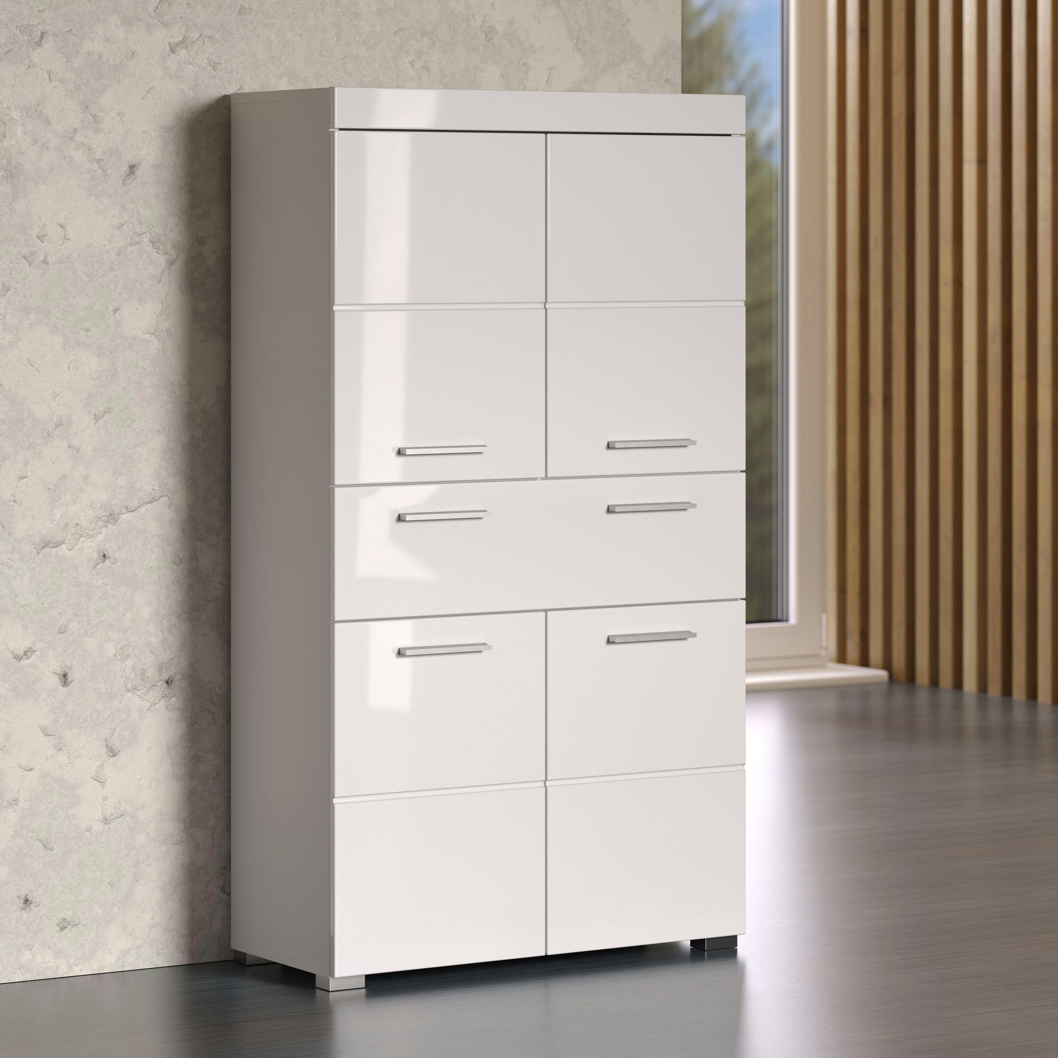 INOSIGN Midischrank Avena Breite 73 cm, Badezimmerschrank mit 1 großen Schubkasten und 4 Türen