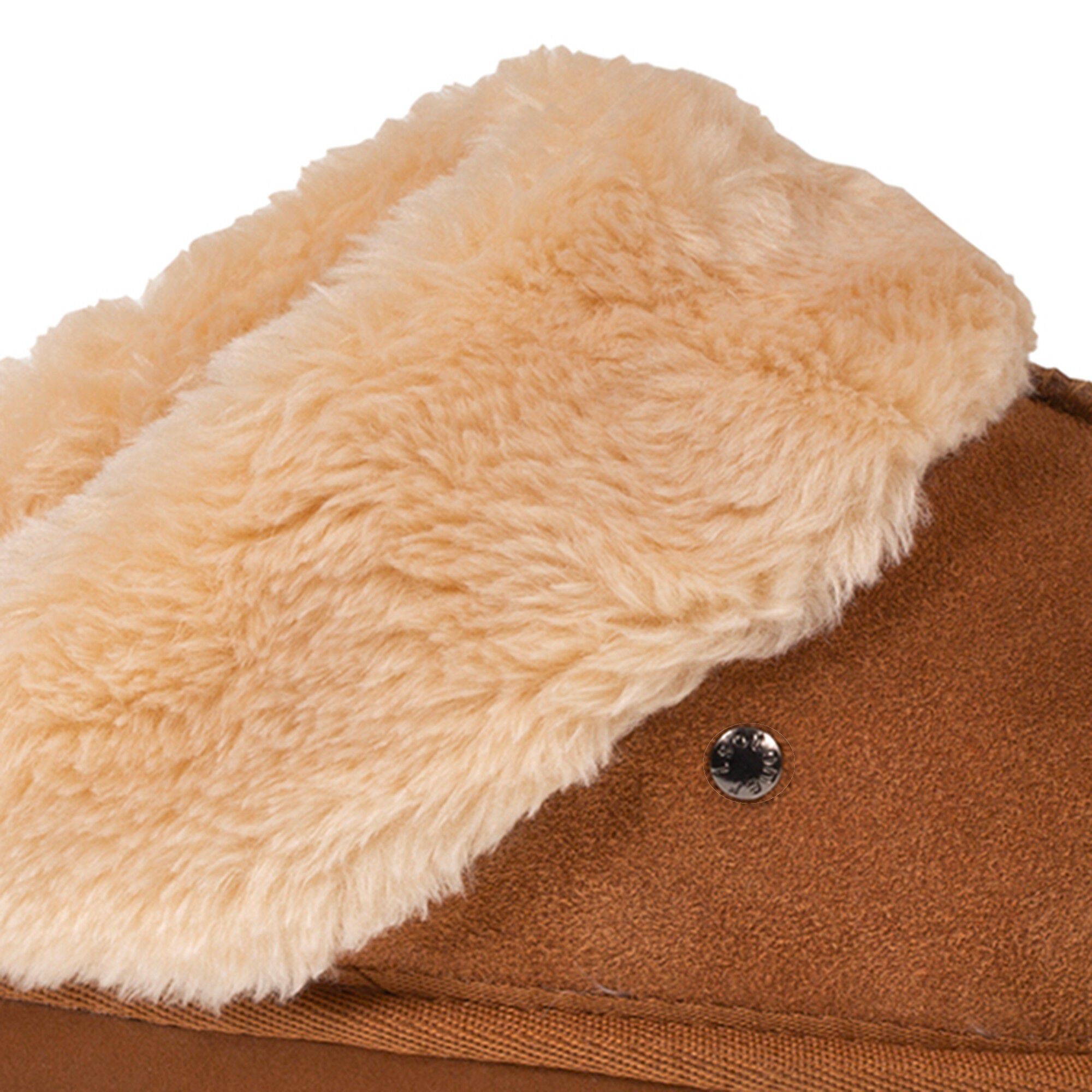 Chaussons mules plates cuir et fausse fourrure