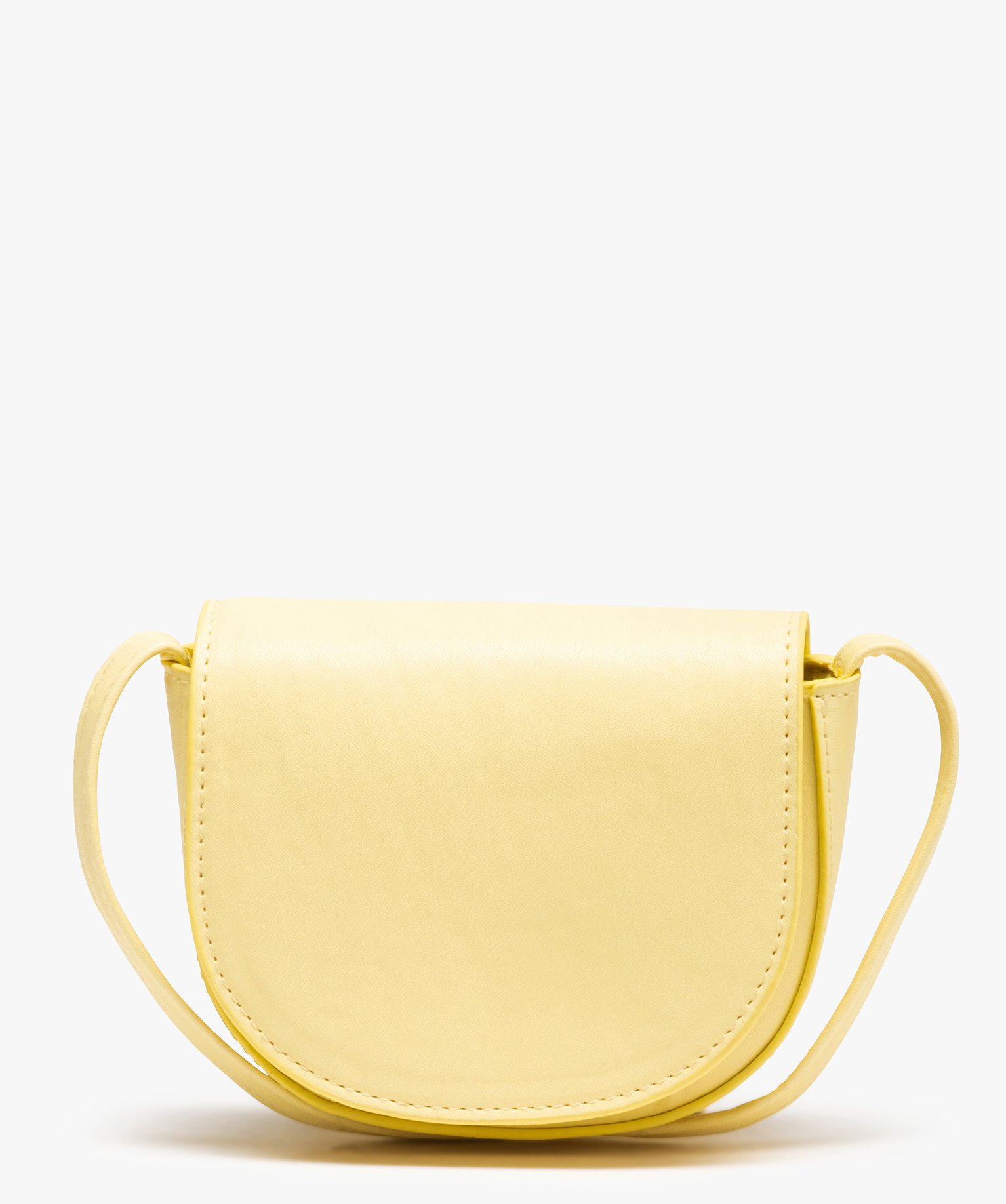 Sac fille brillant à bandoulière et rabat pastel jaune | GEMO