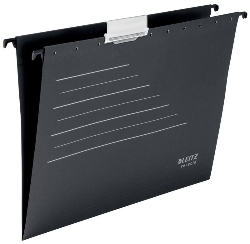 Leitz ALPHA Recycle Hängemappen 1921 DIN A4 V-Base 15 mm 250 g/m² Schwarz 100% Recycelter Karton 10 Stück