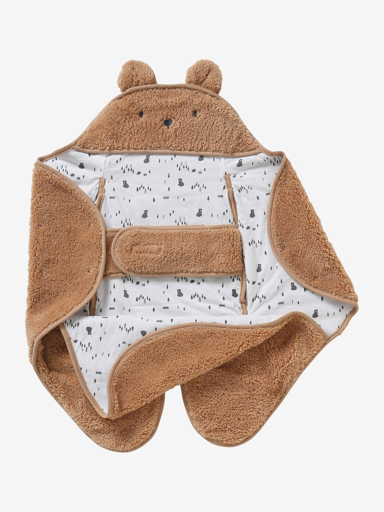 Vertbaudet Baby Plüsch-Ausfahrsack, Fell-Imitat - braun/bär