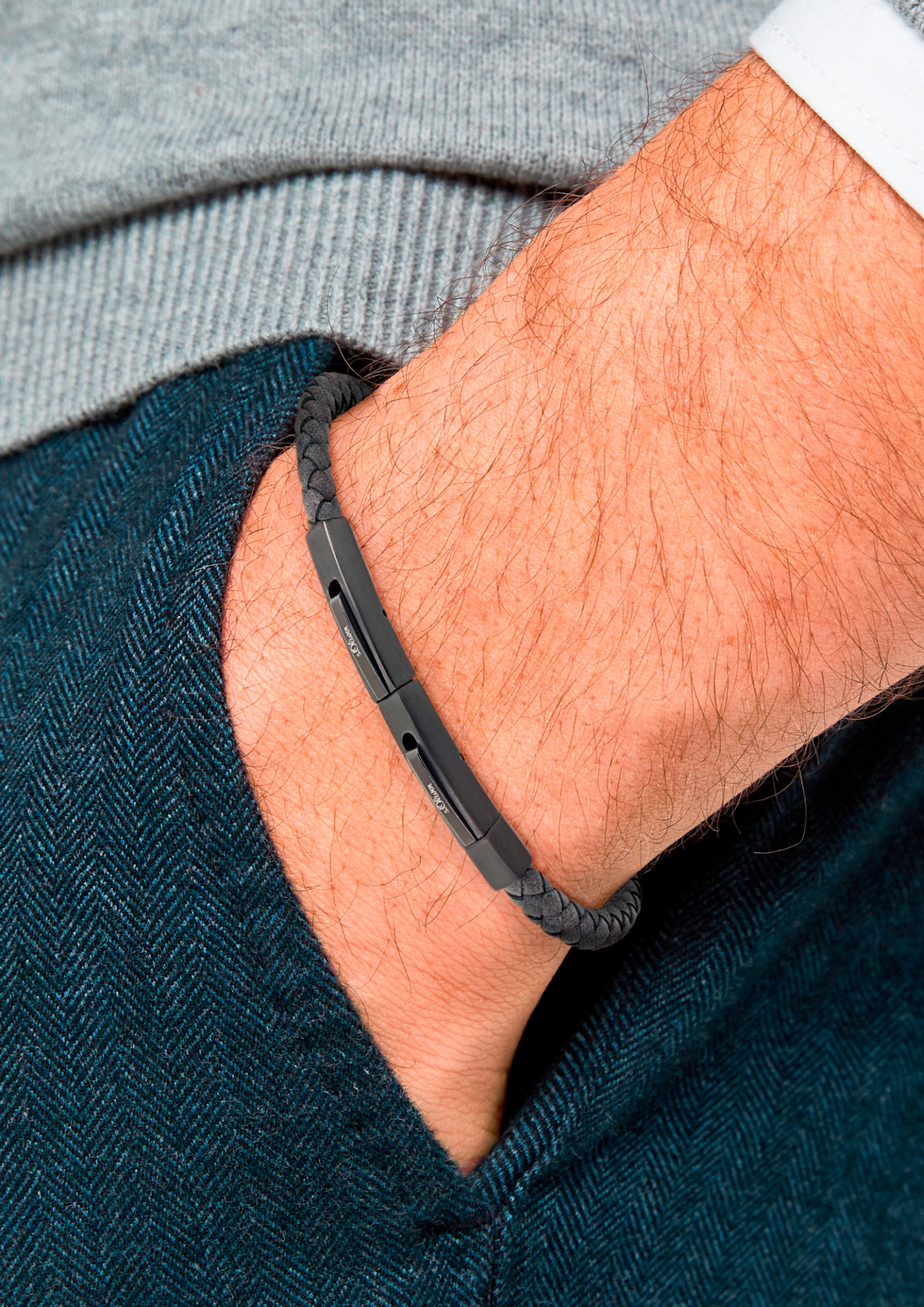 Armband aus Edelstahl und Leder  6005026-99B0