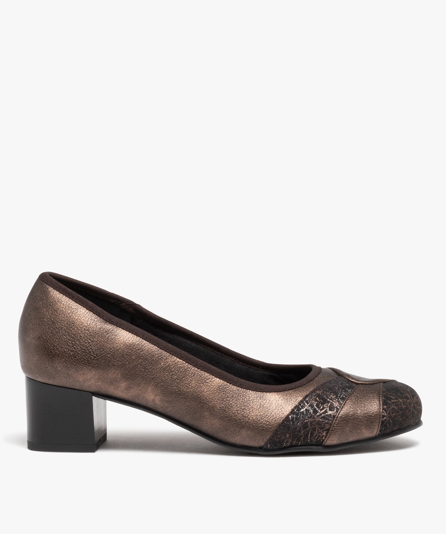 Escarpin confort avec dessus métallisé femme bronze | GEMO