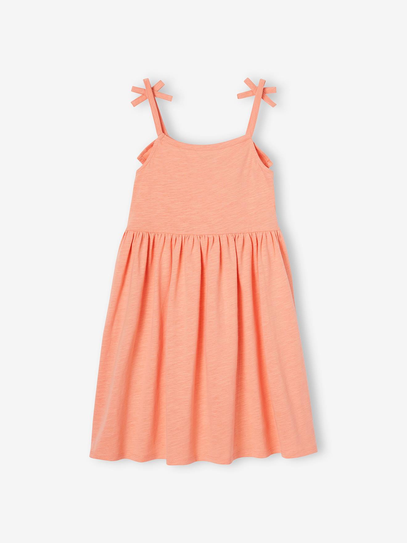 Lot de 2 robes Basics à bretelles fille 1 imprimée + 1 unie corail