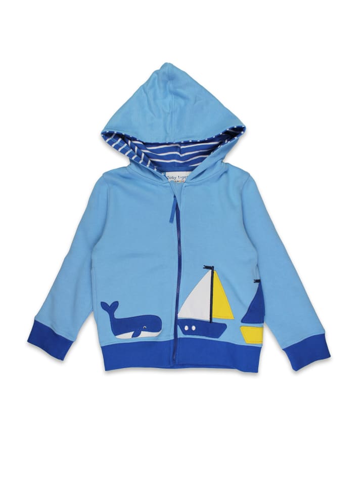 Toby Tiger Sweatjacke mit St Ives Boote Applikation in blau günstig kaufen