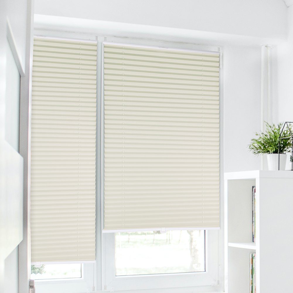 Plissee Plissee Faltrollo ohne Bohren Beige, Sekey, Klemmfix