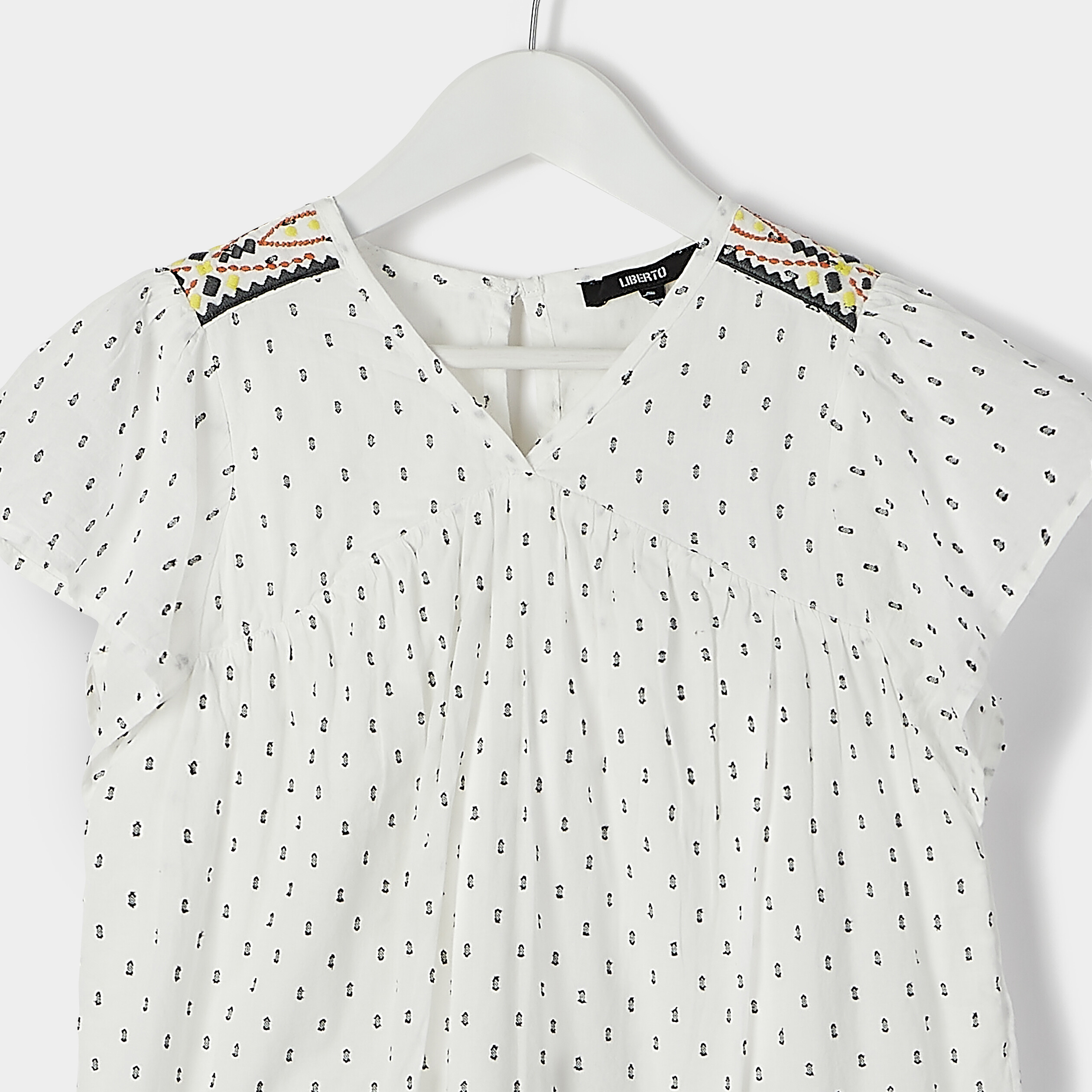 Robe droite avec broderie ecru fille | La Halle