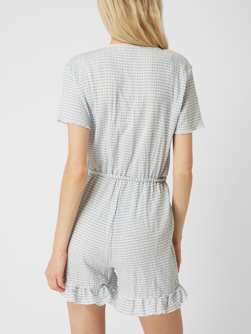 Playsuit aus Seersucker mit Vichy-Karo Modell 'Sienna' in hellblau