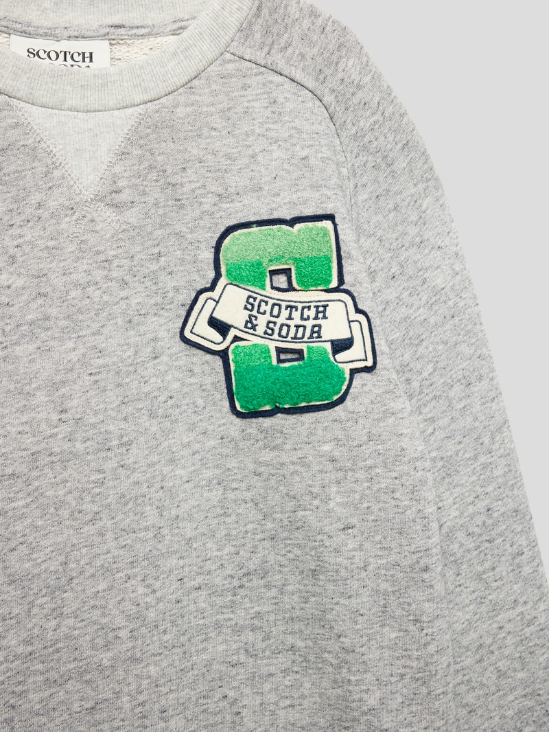 Sweatshirt mit Label-Stitching in hellgrau