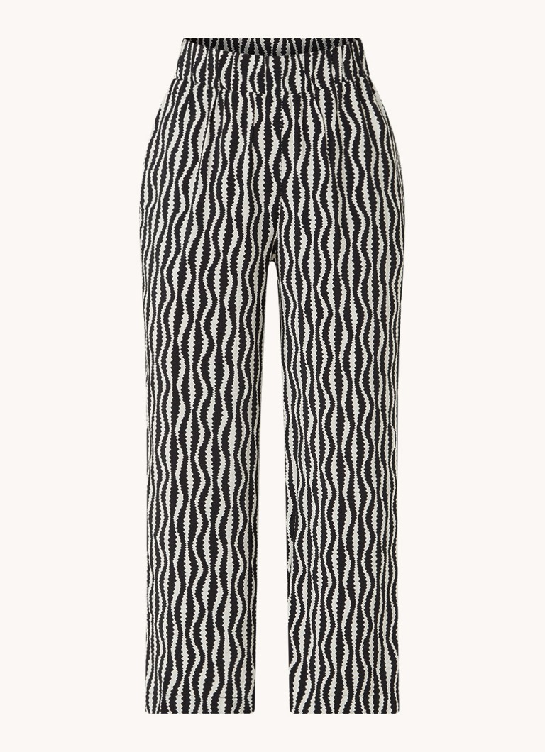 Whistles Optical high waist wide fit pants with print