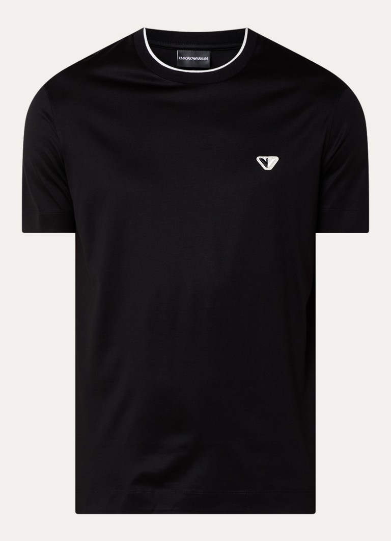 „Emporio Armani“ marškinėliai iš liocelio mišinio su siuvinėtu logotipu
