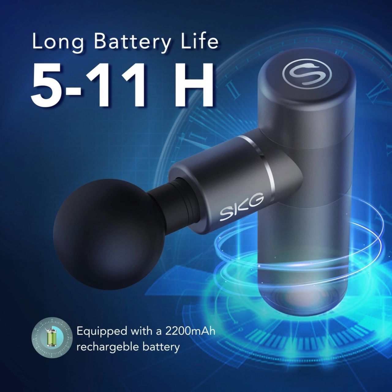 SKG E7-EN Augen- und Schläfenmassagegerät – Silber 1500 mAh mit USB-C Kabel