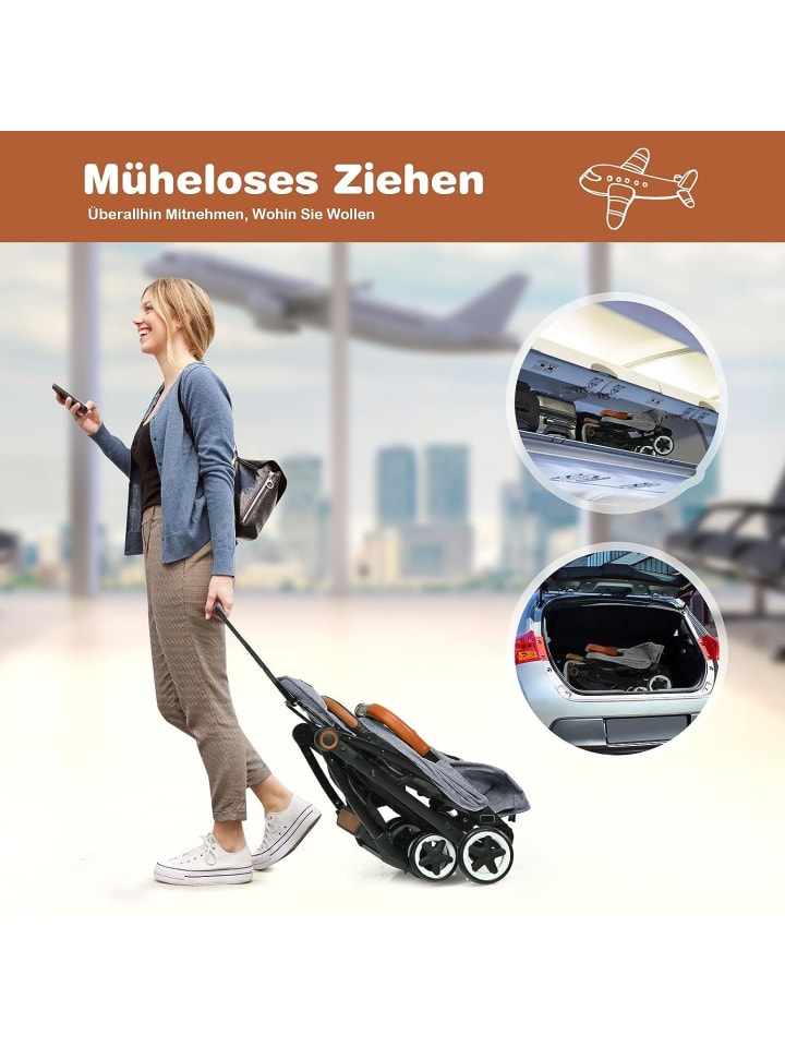 COSTWAY Kinderwagen in Grau günstig kaufen 70x40 cm